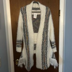 White Fringe Cardigan Sweater